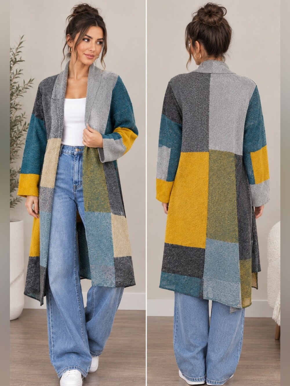 NWT $268 Vertigo Paris Open Front Long Cardigan Size Large